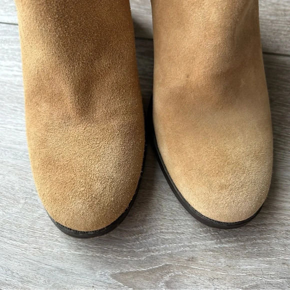 Zara  Trafaluc Tan Suede Block Heel Ankle Boots - Picture 4 of 13